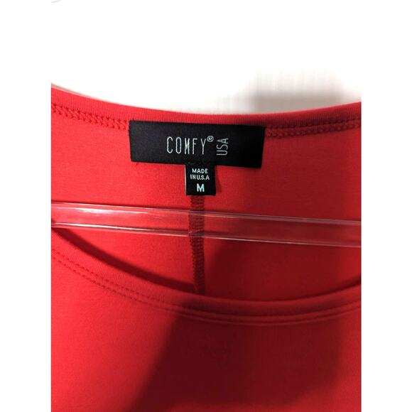 Comfy USA Jersey Shift Swing Dress Red Zipper Hem Accent Size Medium - Picture 5 of 8
